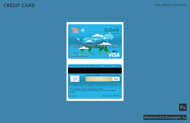 Beispielvorschau der Ecobank Visa Debitkarte der Zentralafrikanischen Republik